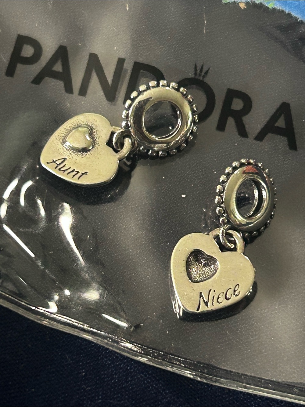 Pandora Aunt & Niece Heart Charms